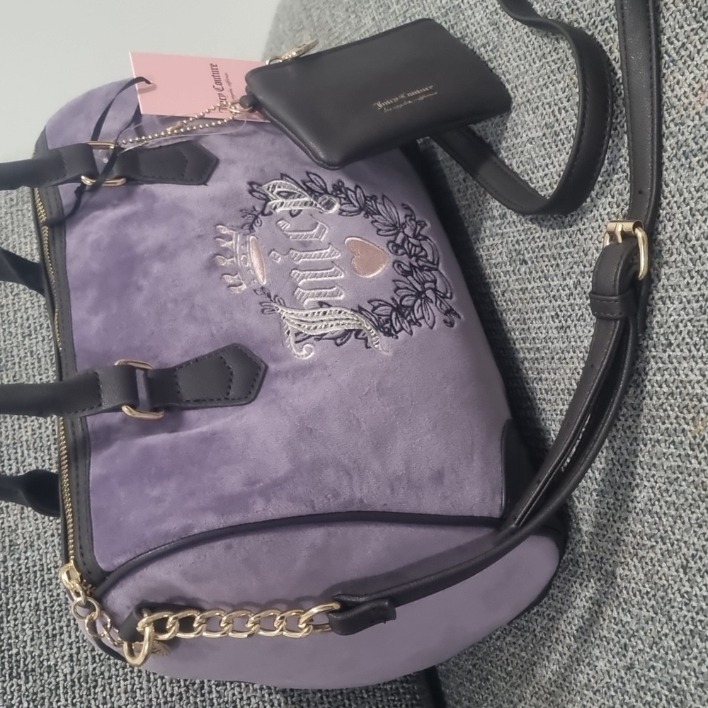 JUICY COUTURE Heritage Satchel in Dusty Violet/Chocolate - Picture 6 of 16